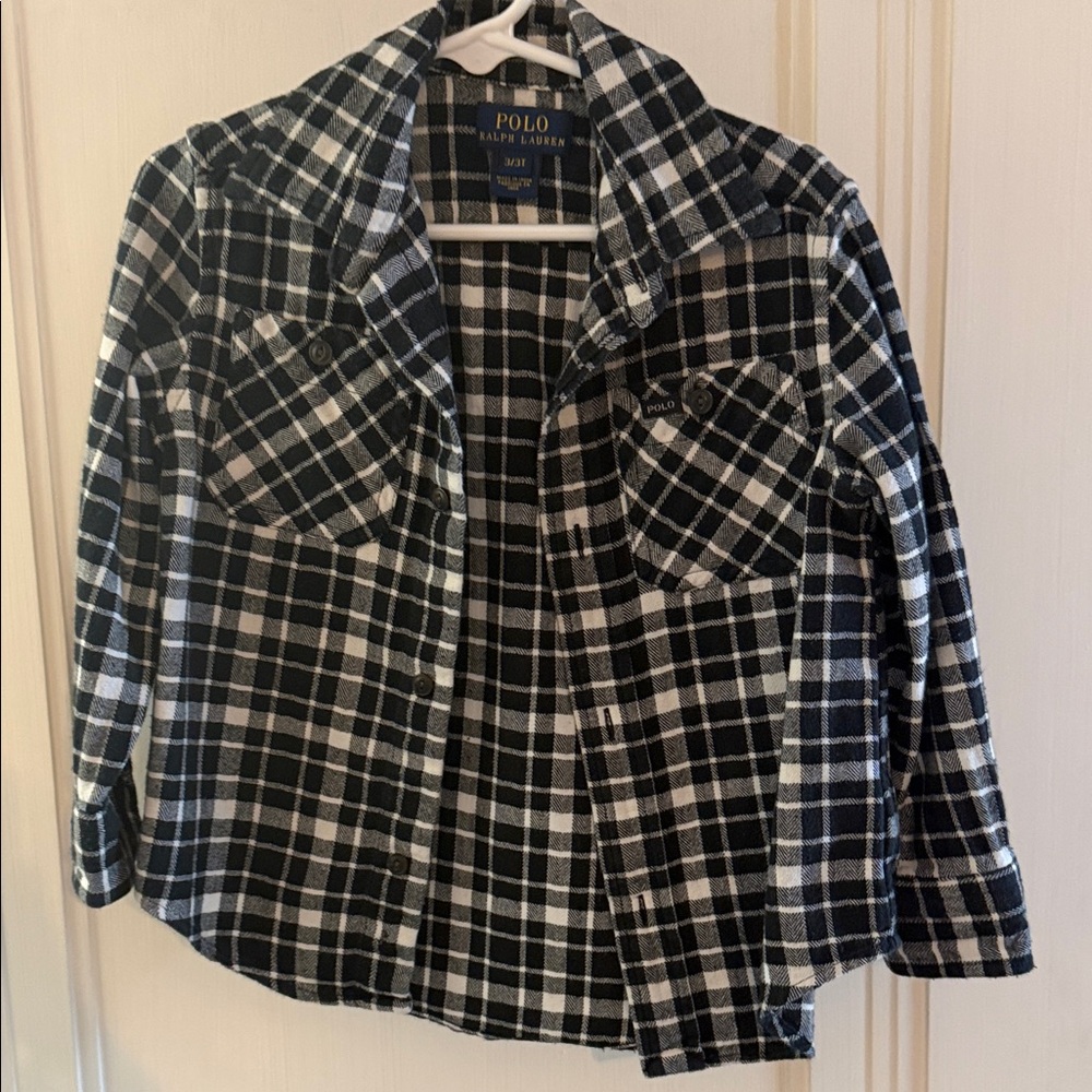 Polo by Ralph Lauren Black and White Checkered Flannel Shirt